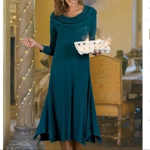 Soft Surroundings B’Call terry knit pullover long sleeve cowl neck sweater dress